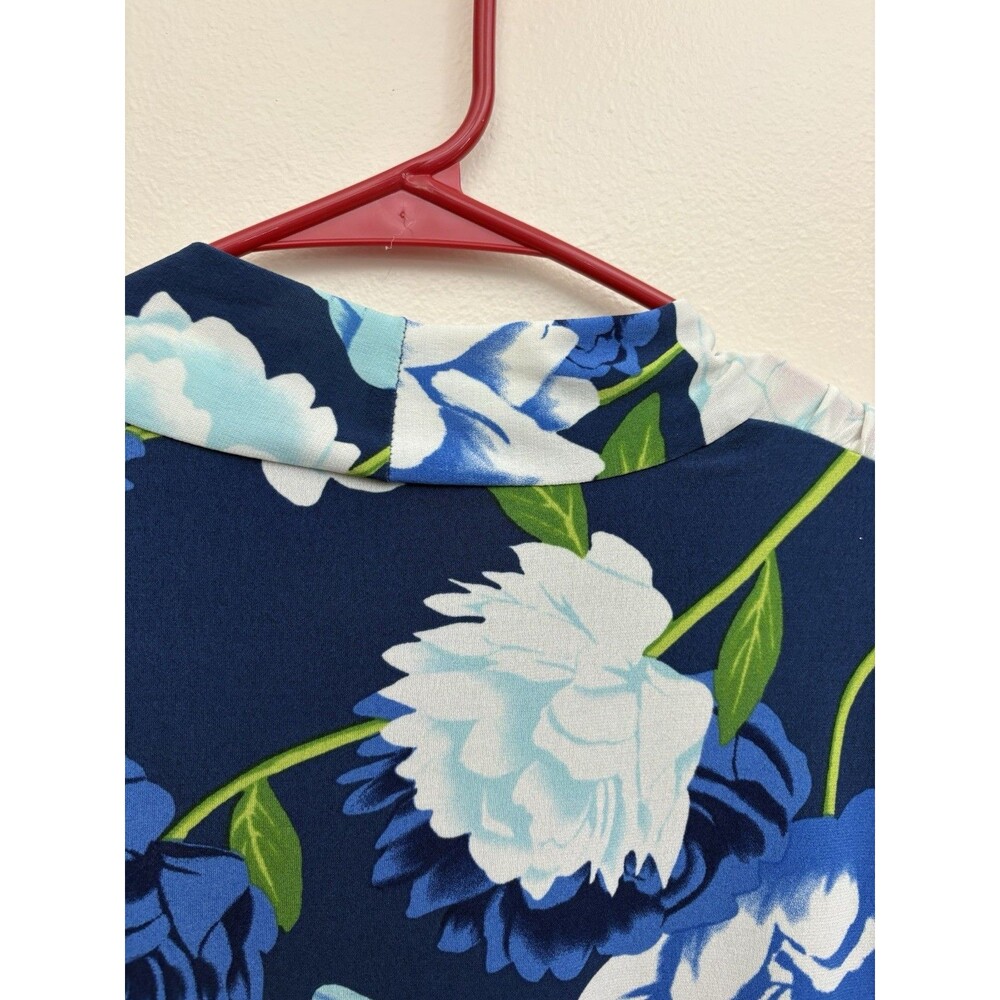 Charter Club Women’s Dress Floral XL Short Sleeve With Belt Surplice Neck - Picture 8 of 14